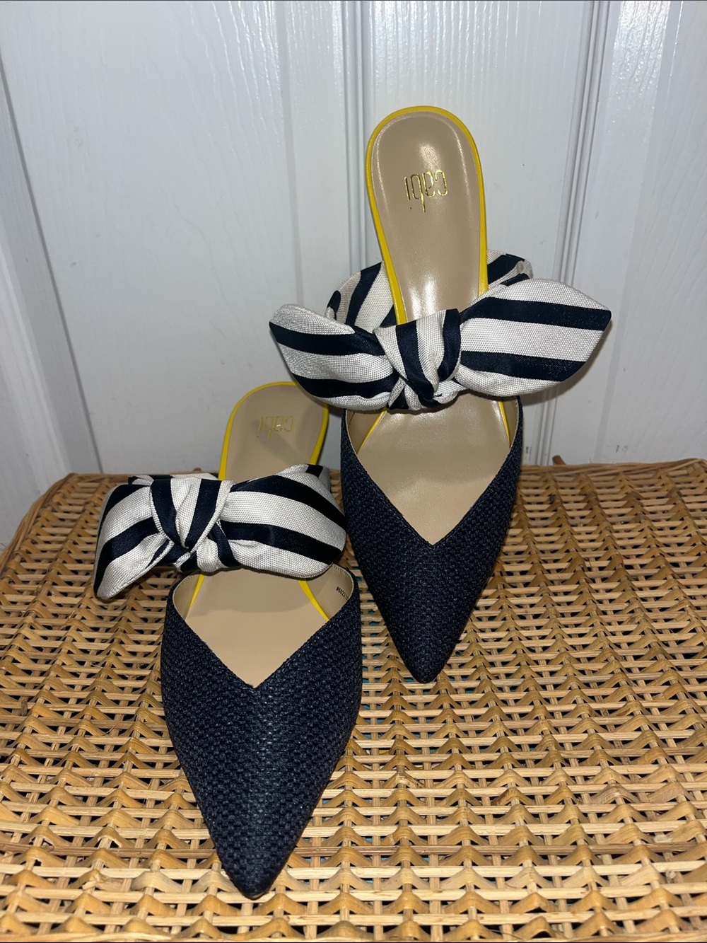 CABI Striped bow kitten heels 6022